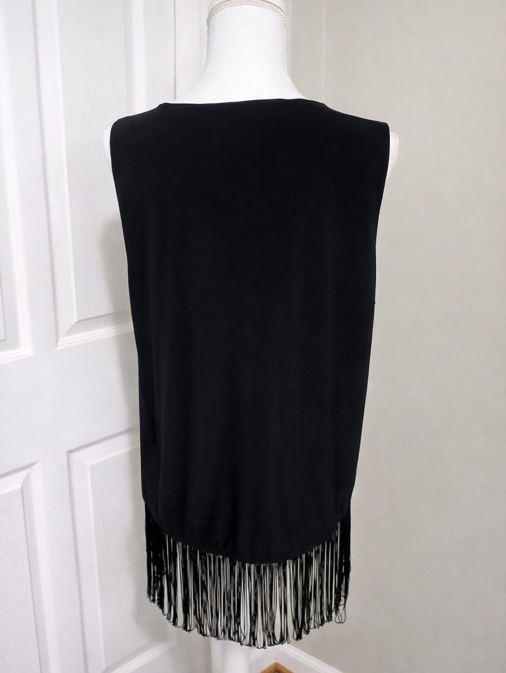 Tribal Black Fringe Tank Top NWT Size L Festival Western Concert Office Siren - Picture 3 of 7